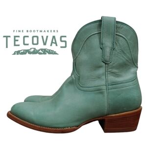 All Leather Tecovas Boots Women's 9 B Turquoise Blue Teal Aquamarine Green
